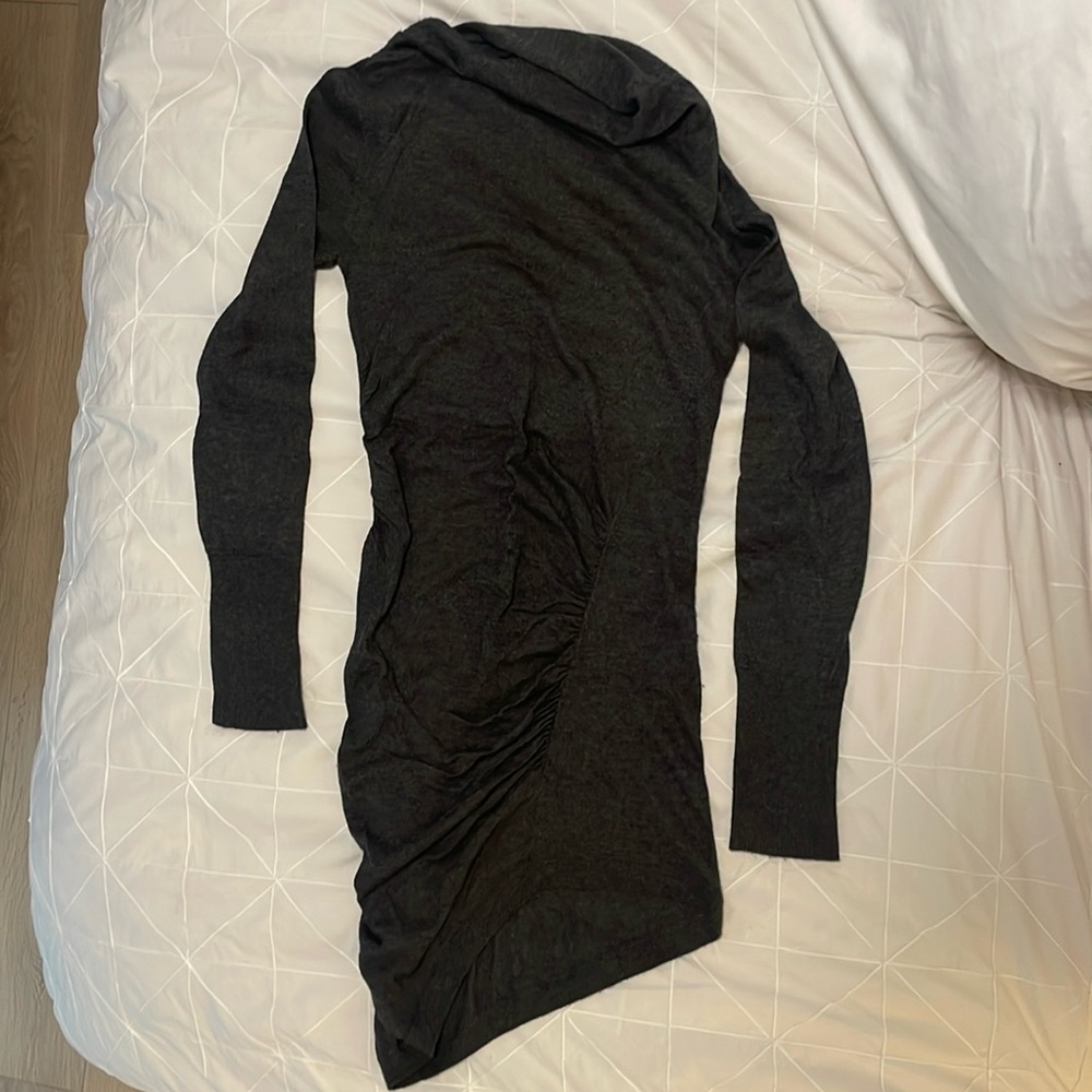 Sexy Rouched Charcoal Gray Sweater XS.